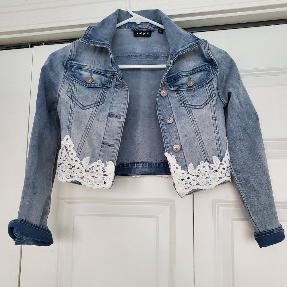 Jean Jacket with lace detail - Girls size 7/8